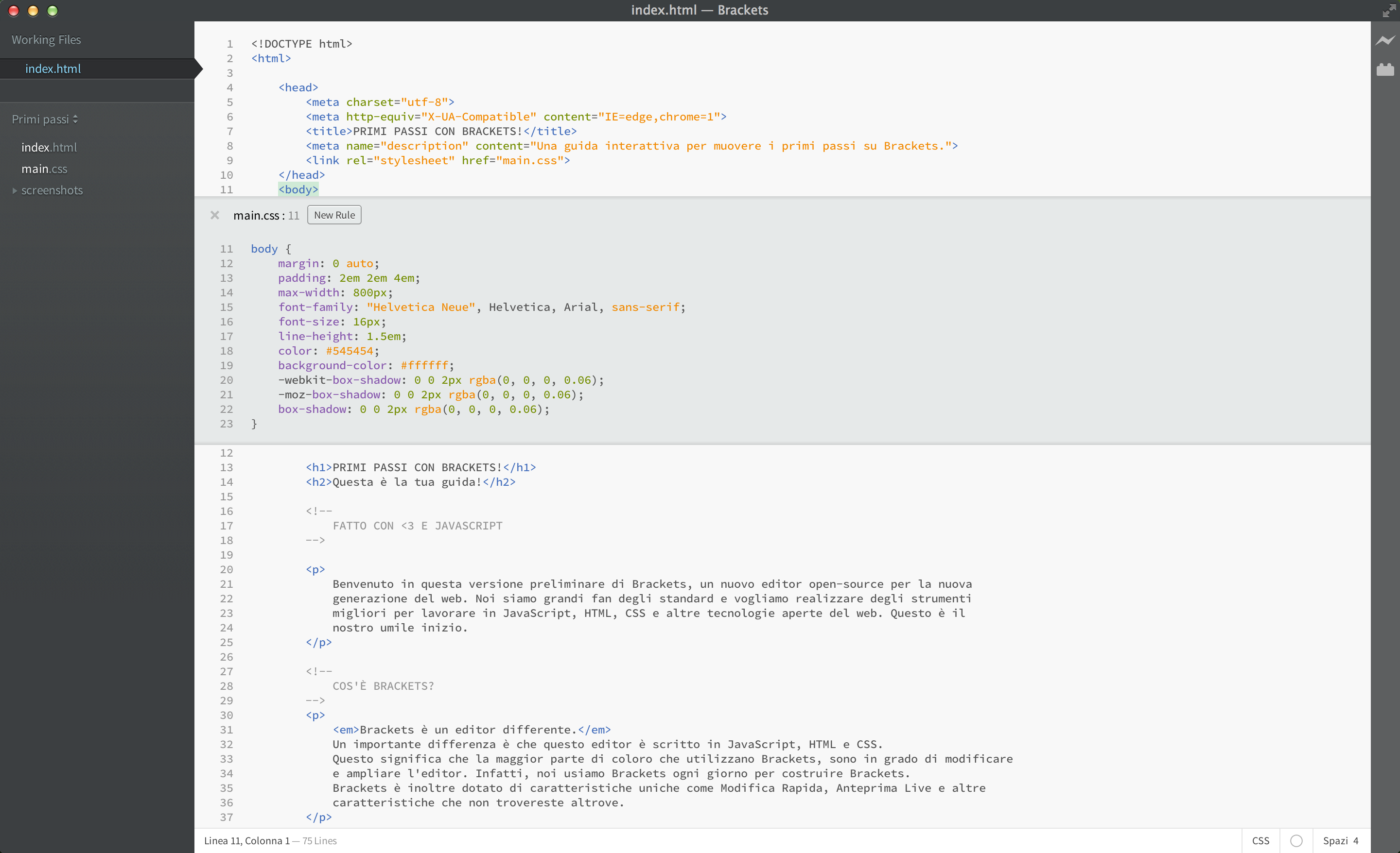 Uno screenshot che mostra una finestra di modifica rapida CSS